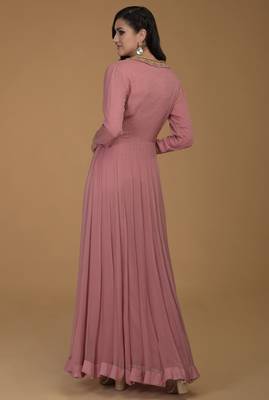 Onion pink georgette hand embroidery anarkali salwar kameez 2