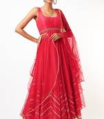 Pink chanderi silk gota work anarkali salwar kameez