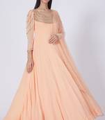 Peach georgette zari work anarkali salwar kameez