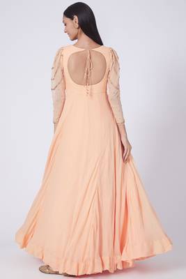 Peach georgette zari work anarkali salwar kameez 2