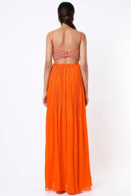 Orange  georgette hand embroidery anarkali salwar kameez 2