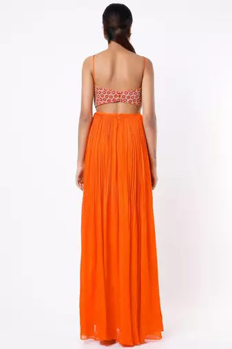 Orange  georgette hand embroidery anarkali salwar kameez