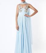 Light blue georgette hand embroidery anarkali salwar kameez