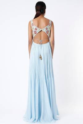 Light blue georgette hand embroidery anarkali salwar kameez 2