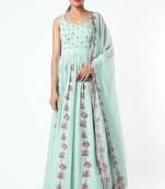 Light blue georgette thread embroidery anarkali salwar kameez