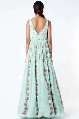 Light blue georgette thread embroidery anarkali salwar kameez 2