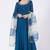 Blue chinon silk mirror work anarkali salwar kameez