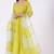 Greenish yellow chinon silk mirror work anarkali salwar kameez