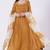 Coppor brown chinon silk mirror work anarkali salwar kameez