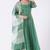 Emrald green chinon silk mirror work anarkali salwar kameez