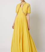 Yellow georgette hand embroidery anarkali salwar kameez