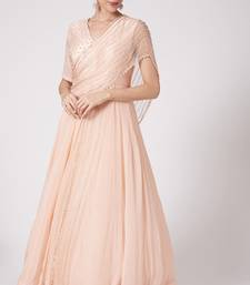 Peach georgette hand embroidery anarkali salwar kameez