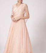 Peach georgette hand embroidery anarkali salwar kameez