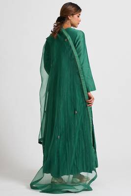 Emrald green cotton silk dori work anarkali salwar kameez 2