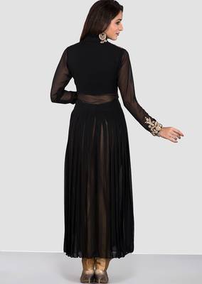 Black georgette zari and sequins work anarkali salwar kameez 2