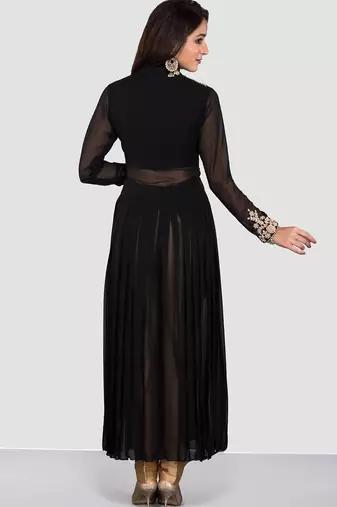 Black georgette zari and sequins work anarkali salwar kameez