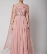Onion pink georgette hand embroidery anarkali salwar kameez