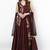 Wine silk zari work anarkali salwar kameez