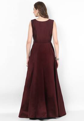 Wine silk zari work anarkali salwar kameez 2