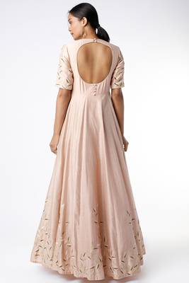 Light pink silk zari work anarkali salwar kameez 2