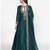Teal green chanderi silk thread work ,zari work & lace border anarkali salwar kameez