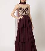 Maroon georgette sequins embroidery anarkali salwar kameez