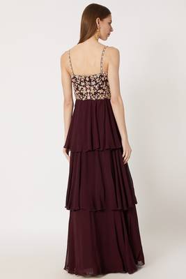 Maroon georgette sequins embroidery anarkali salwar kameez 2