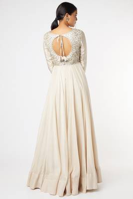 Ivory chanderi silk zardosi work anarkali salwar kameez 2