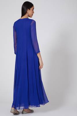 Royal blue georgette thread and patra work anarkali salwar kameez 2