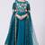 Teal blue silk hand embroidery anarkali salwar kameez
