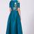 Teal blue silk hand embroidery anarkali salwar kameez
