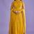 Bright yellow crape and organza thread and gota patti work anarkali salwar kameez