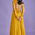 Bright yellow crape and organza thread and gota patti work anarkali salwar kameez
