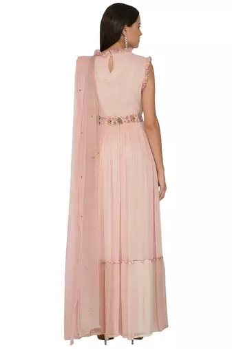Pink georgette thread and sequins work anarkali salwar kameez