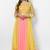 Pink & yellow georgette thread work anarkali salwar kameez