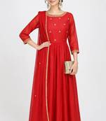 Red silk zari work anarkali salwar kameez