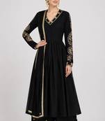 Black silk zari & sequins work anarkali salwar kameez