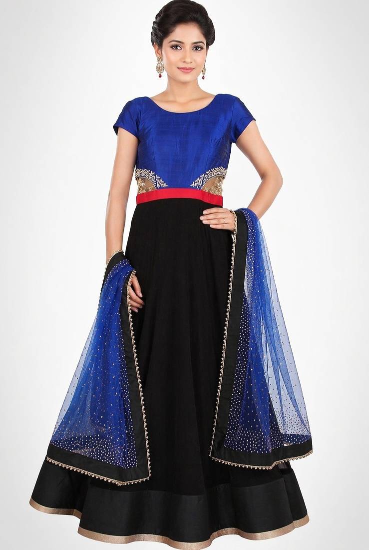 Black georgette thread and dabka work anarkali salwar kameez