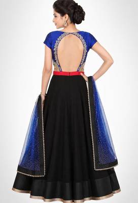 Black georgette thread and dabka work anarkali salwar kameez 2