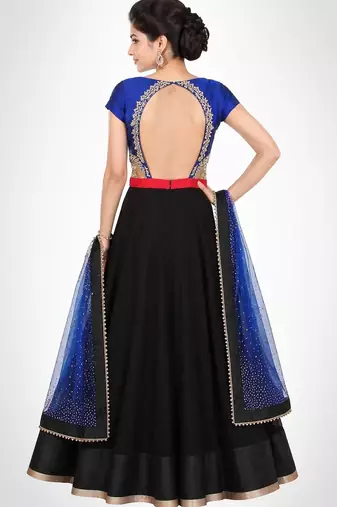 Black georgette thread and dabka work anarkali salwar kameez