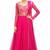Pink net zari and lace border anarkali salwar kameez