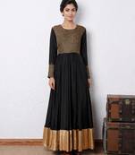 Black silk beads work anarkali salwar kameez