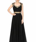 Black georgette zari, beads and sequins work anarkali salwar kameez