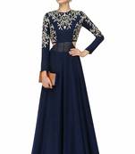Navy blue georgette zari and sequins work anarkali salwar kameez
