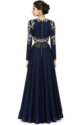 Navy blue georgette zari and sequins work anarkali salwar kameez 2