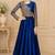 Blue silk thread work anarkali salwar kameez
