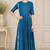Turquoise blue georgette beads work anarkali salwar kameez