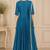 Turquoise blue georgette beads work anarkali salwar kameez