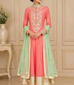 Pink georgette zari work anarkali salwar kameez
