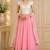 Pink & white net zari and beads work anarkali salwar kameez
